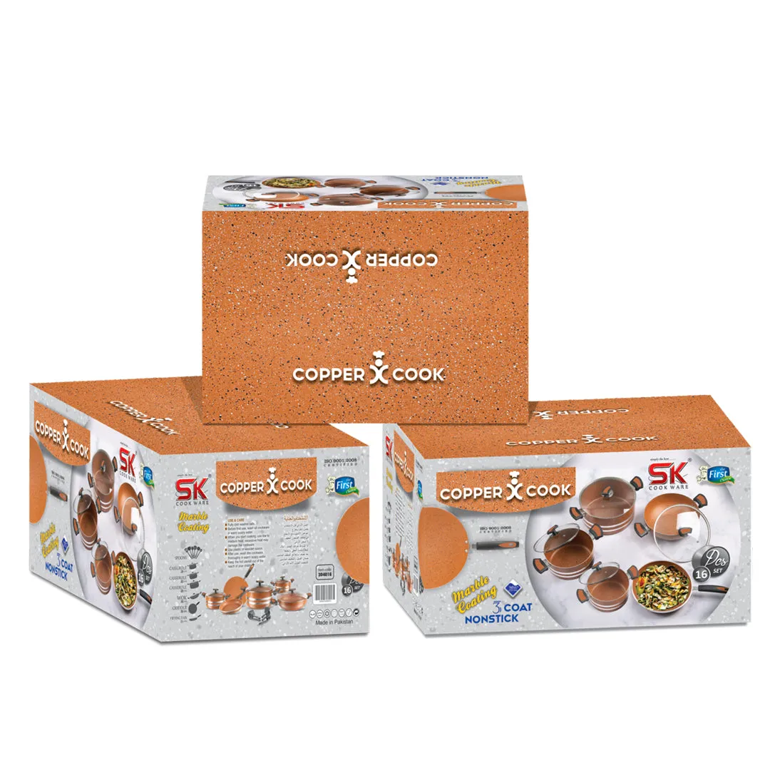 16 Pieces Marble Coating Copper Cook Gift Pack Set - Copper