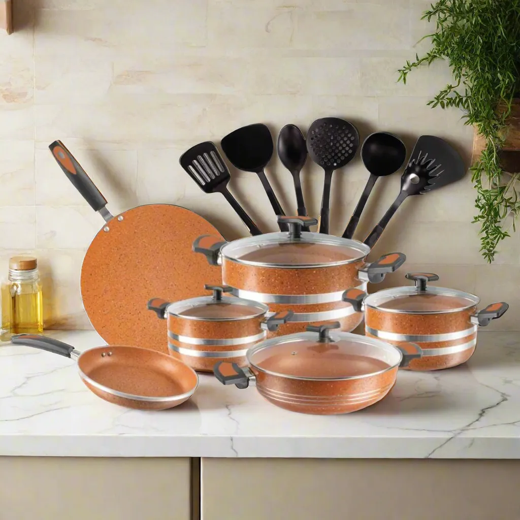 16 Pieces Marble Coating Copper Cook Gift Pack Set - Copper