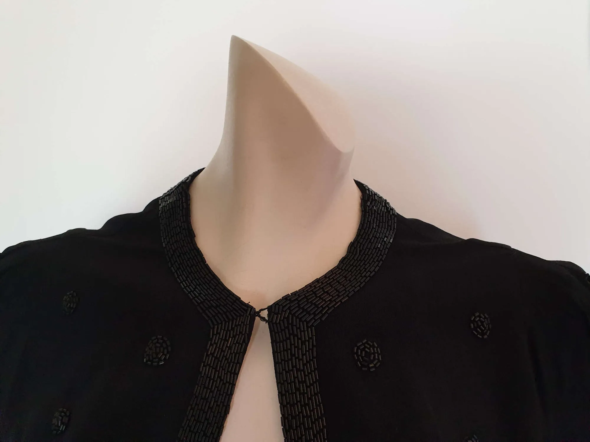 1940s Cropped Black Beaded Jacket - Bust 86 cm