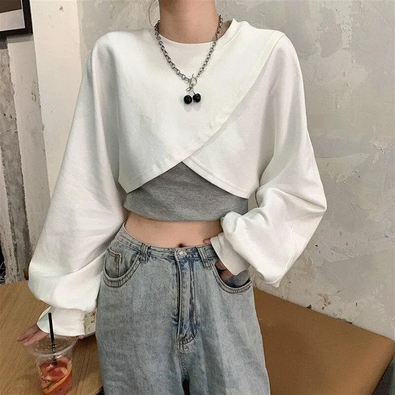 2-in-1 Crop Sweatshirt   Top