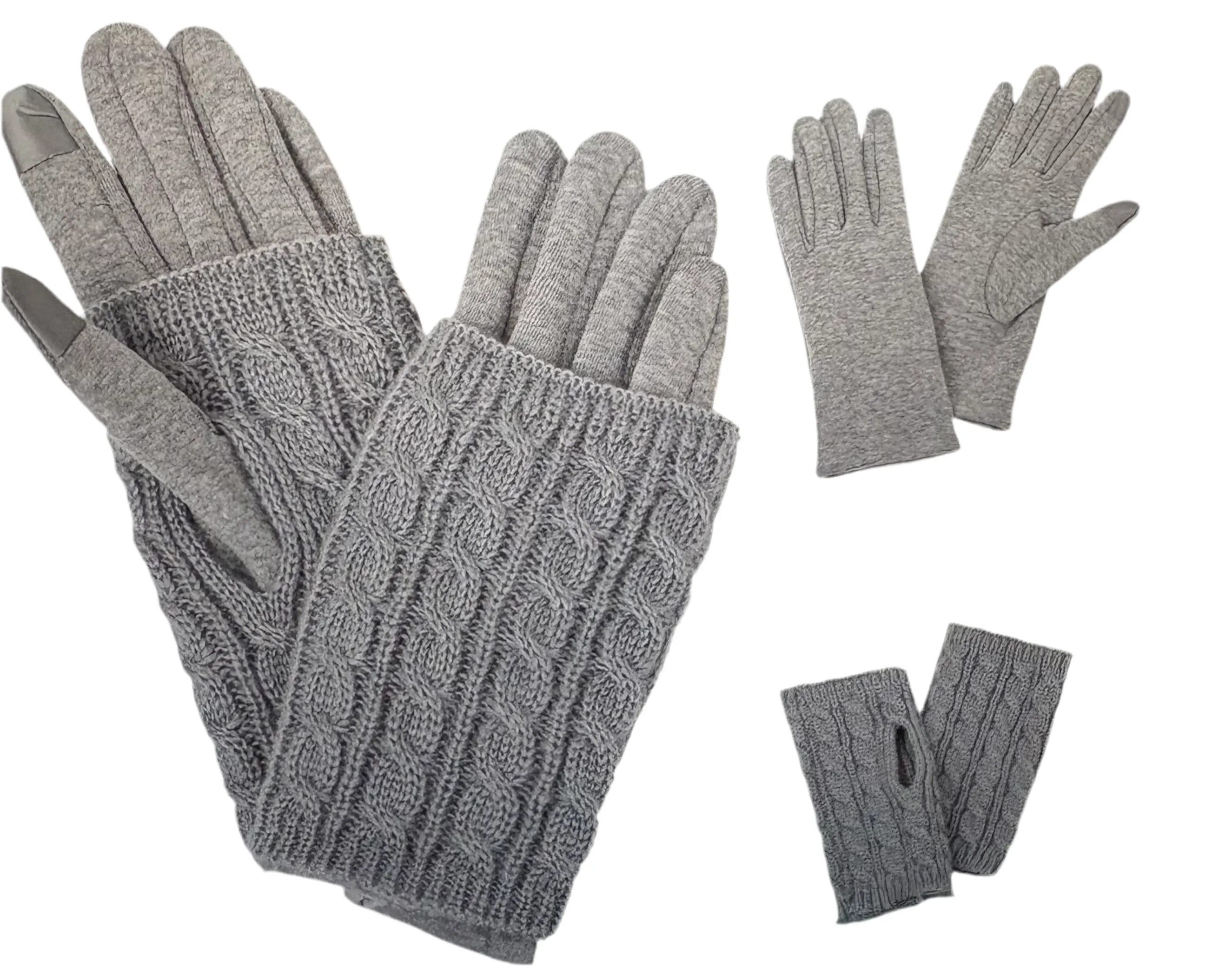 3-In-1 Cable Knit Gloves