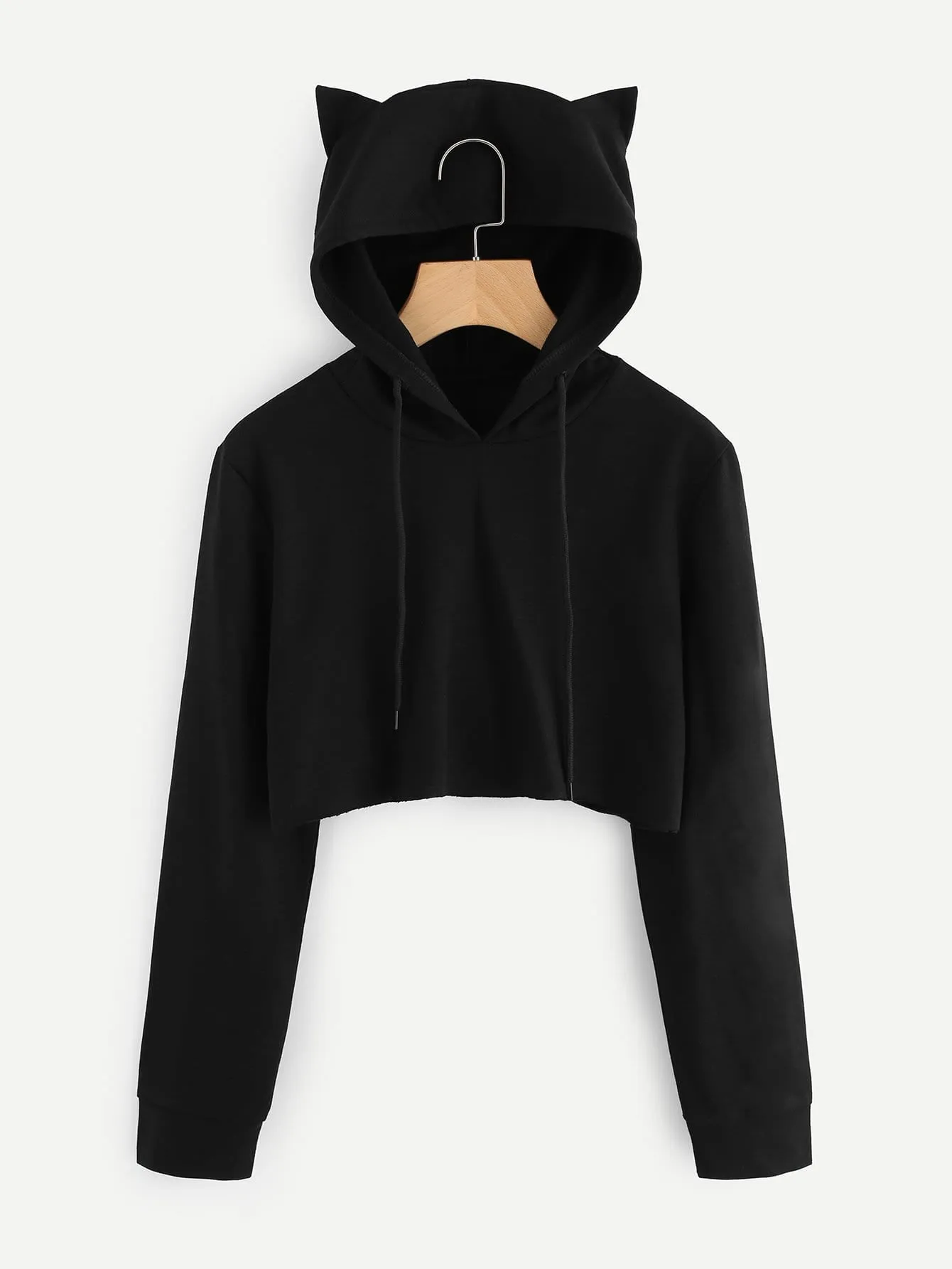 3D Cat ears hoodie crop sweater