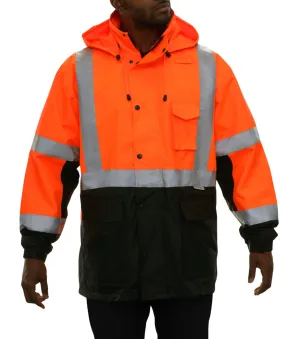 431STOB Safety Jacket: Hi-Vis Parka Coat: Breathable Waterproof Hooded: 2-Tone Orange