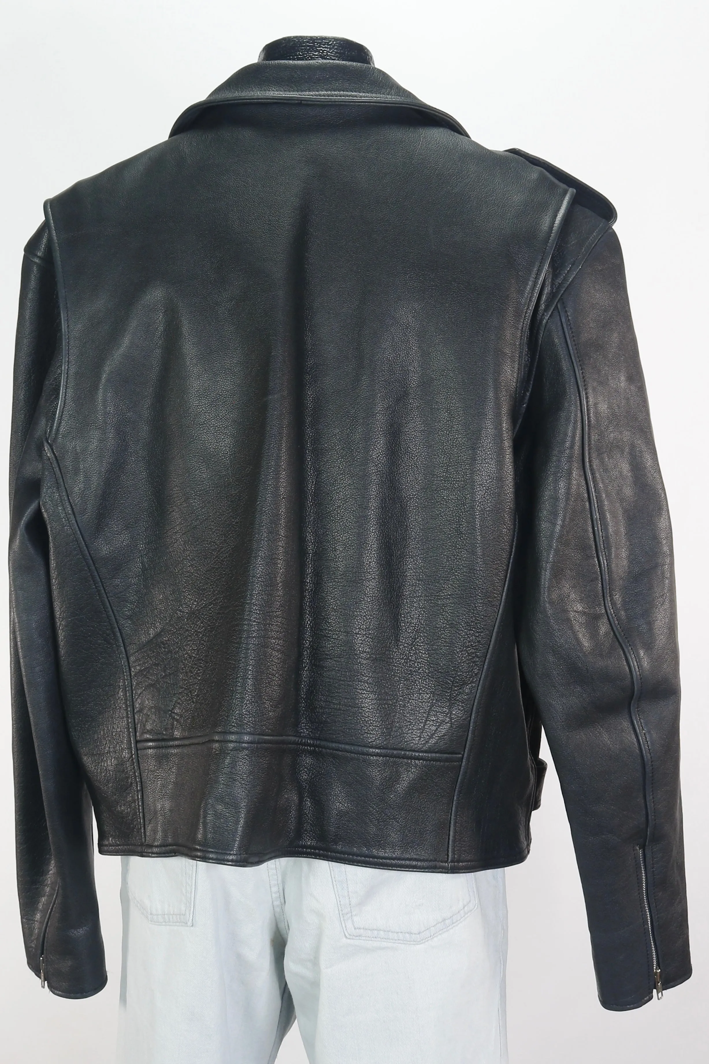 90s J.Peterman Leather Moto Jacket     XL