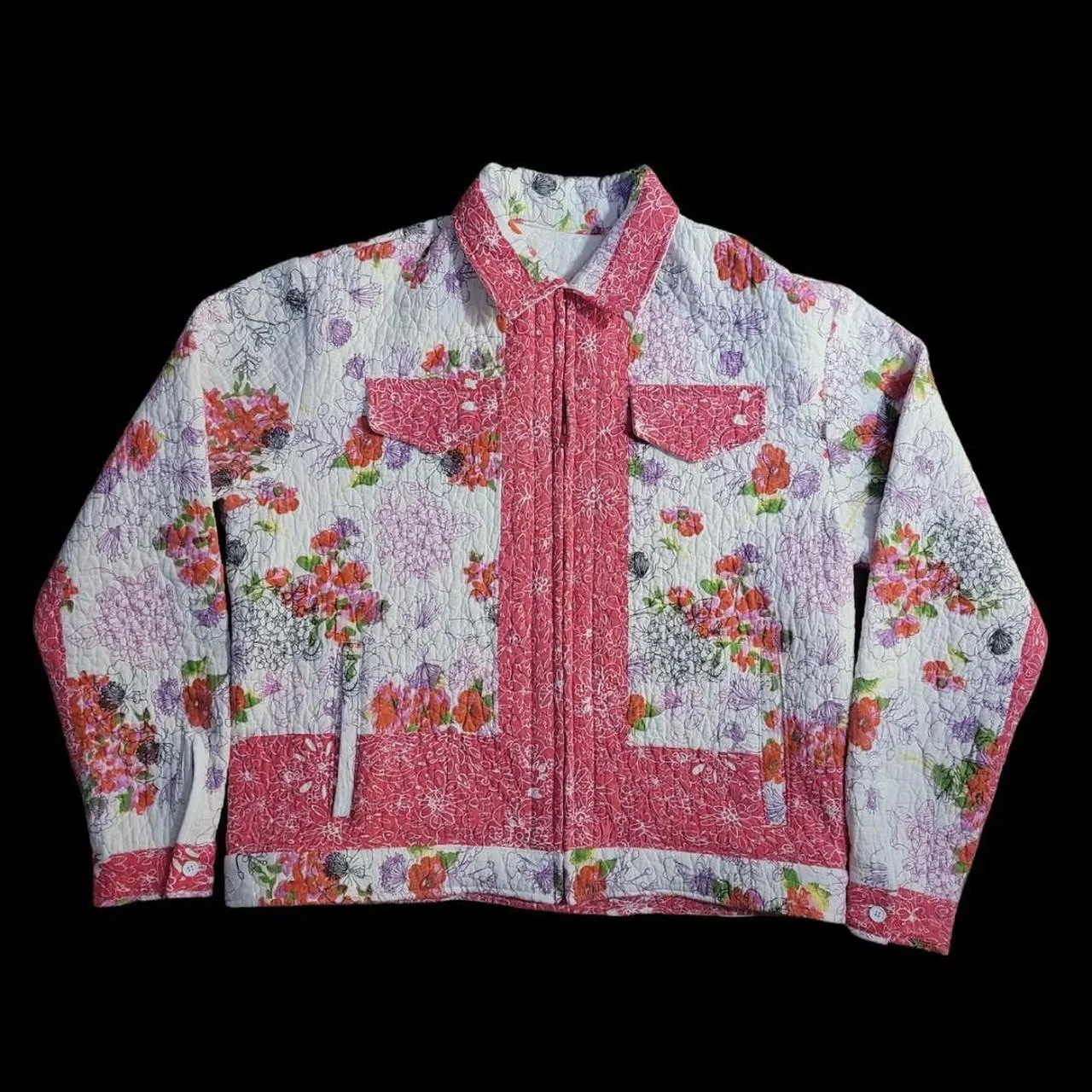 Acts of Congress Quilted Floral Denim Style Jacket