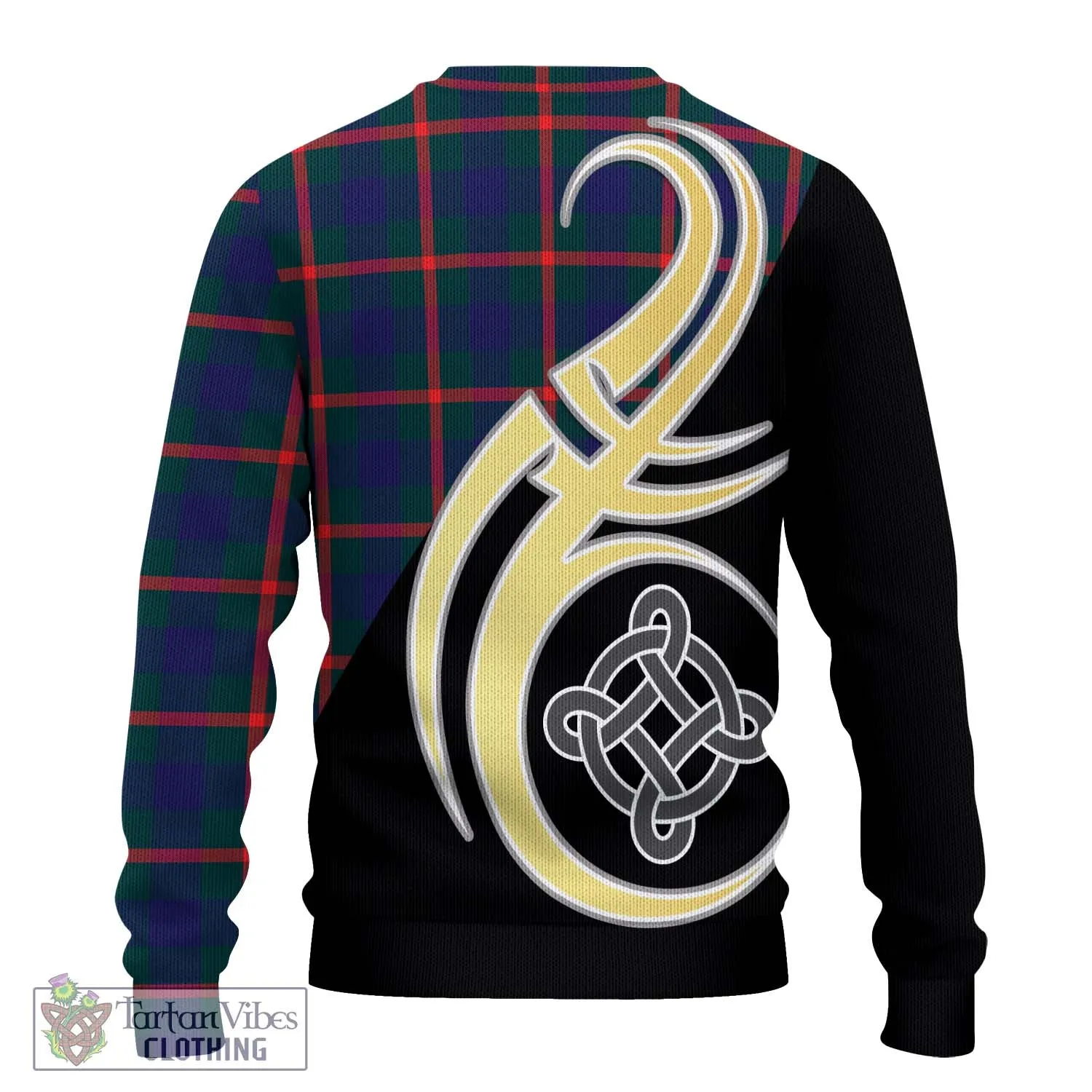 Agnew Tartan Ugly Sweater with Family Crest and Celtic Symbol Style