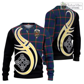 Agnew Tartan Ugly Sweater with Family Crest and Celtic Symbol Style