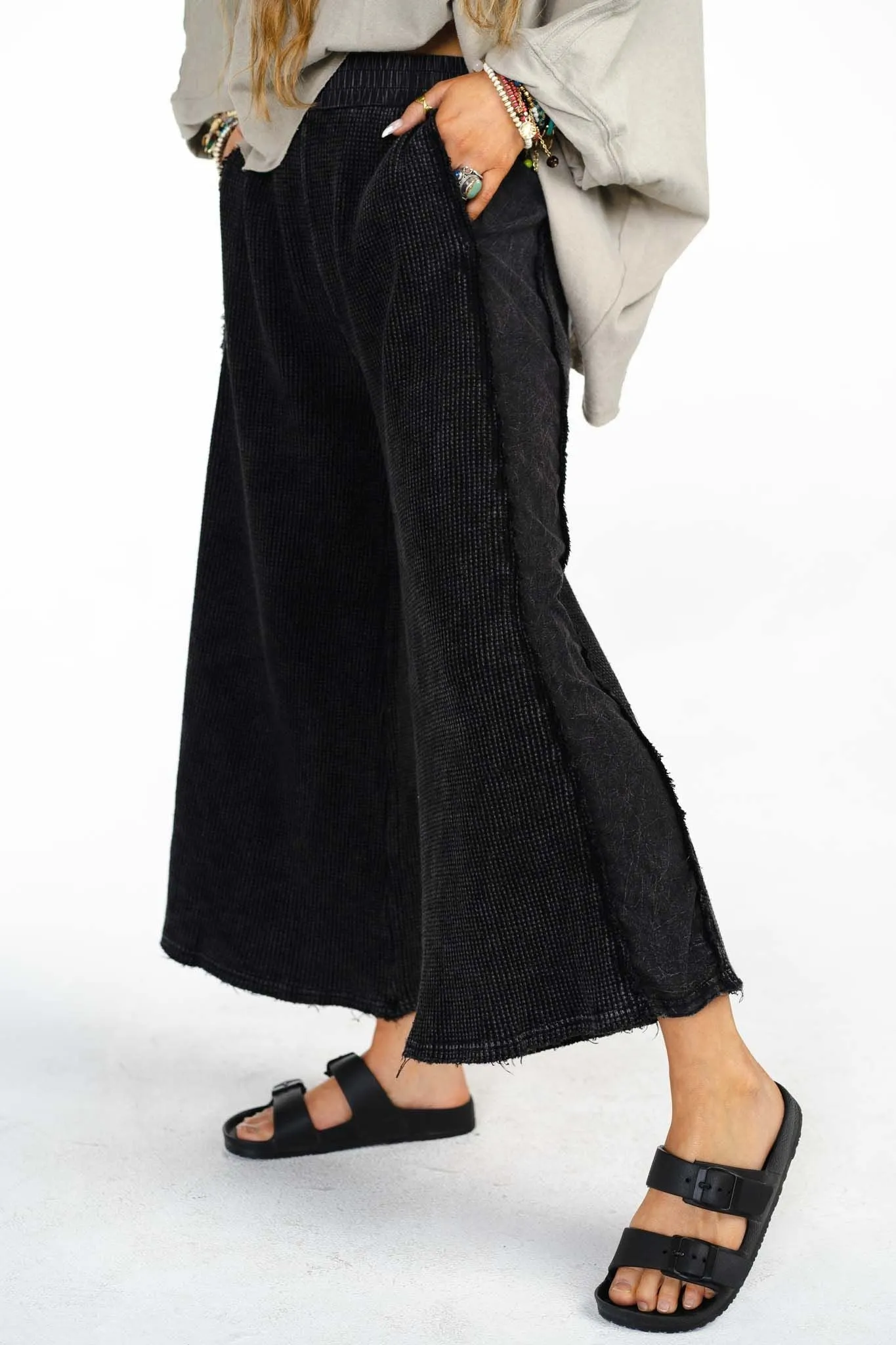 All About It Wide Leg Pant - Washed Black