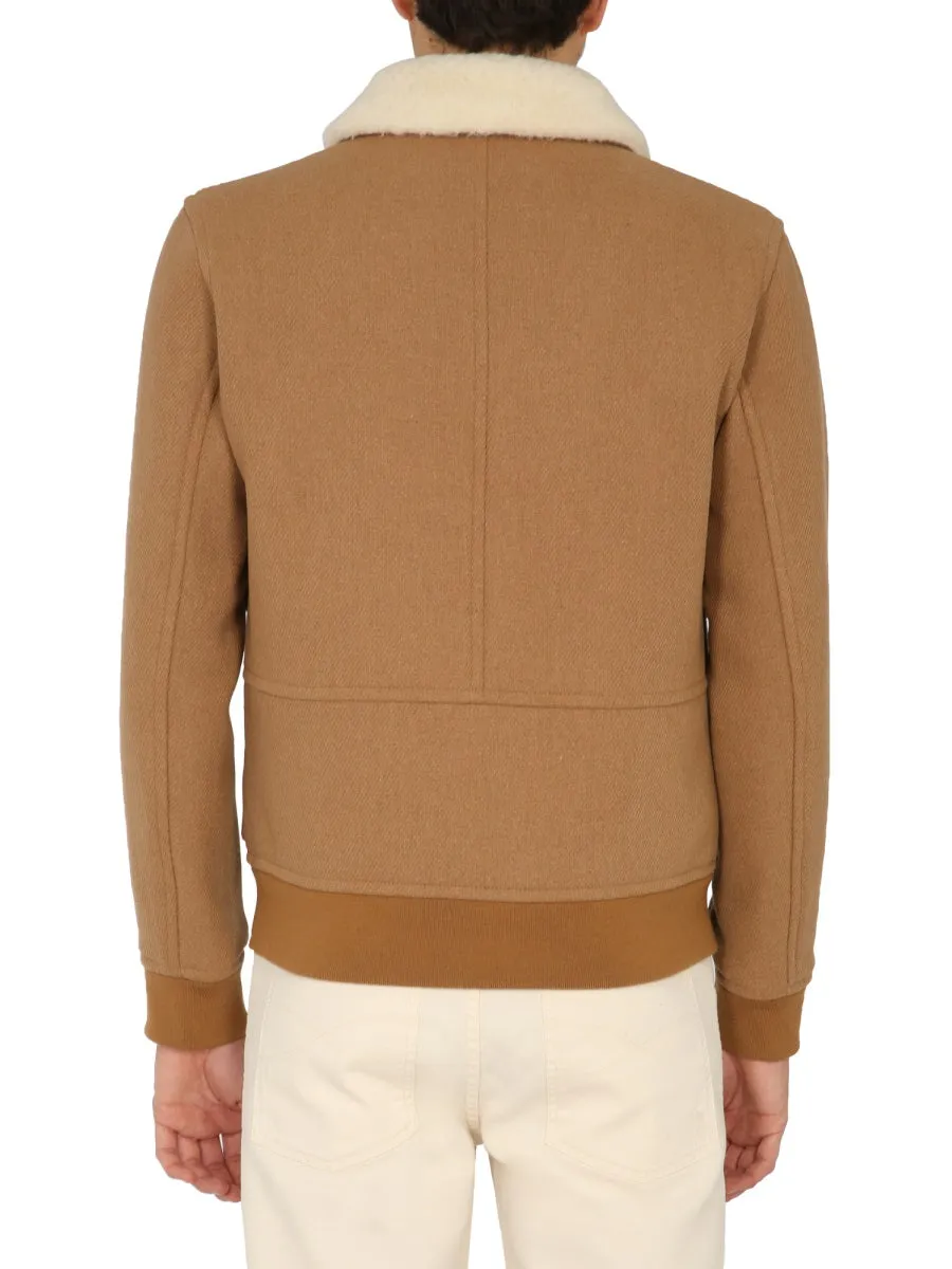 A.P.C. Shearling Collar Bomber Jacket