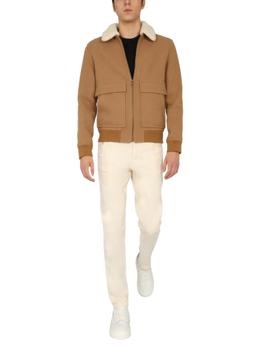 A.P.C. Shearling Collar Bomber Jacket