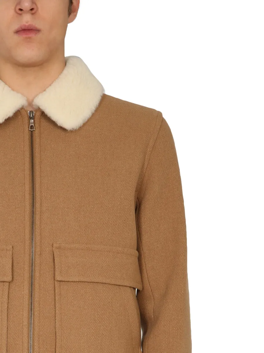 A.P.C. Shearling Collar Bomber Jacket