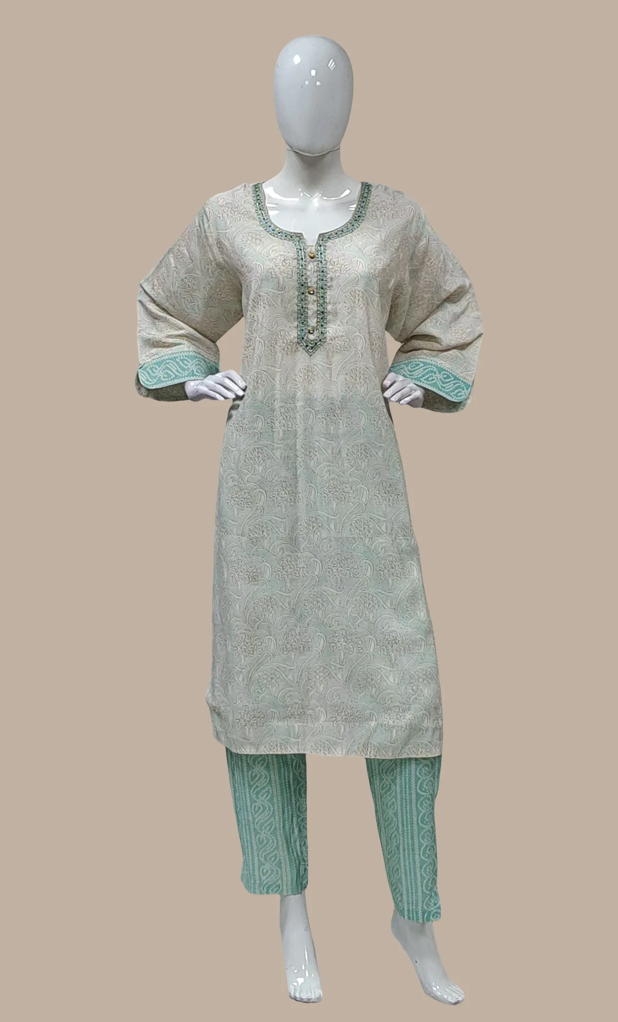 Aqua Printed Kurti Top & Pants