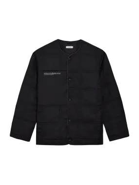 Archive Mens Flower-Warmth Quilted Collarless Jacket —black