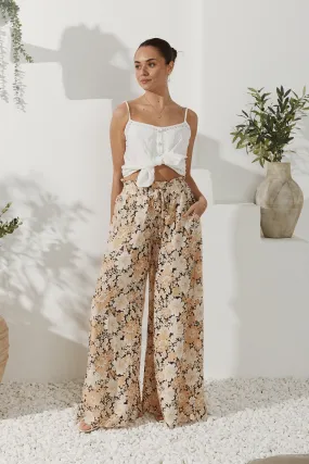 Aurelia Orange Floral Wide Leg Pants