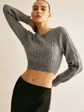 Backless Crop Tie Sweater