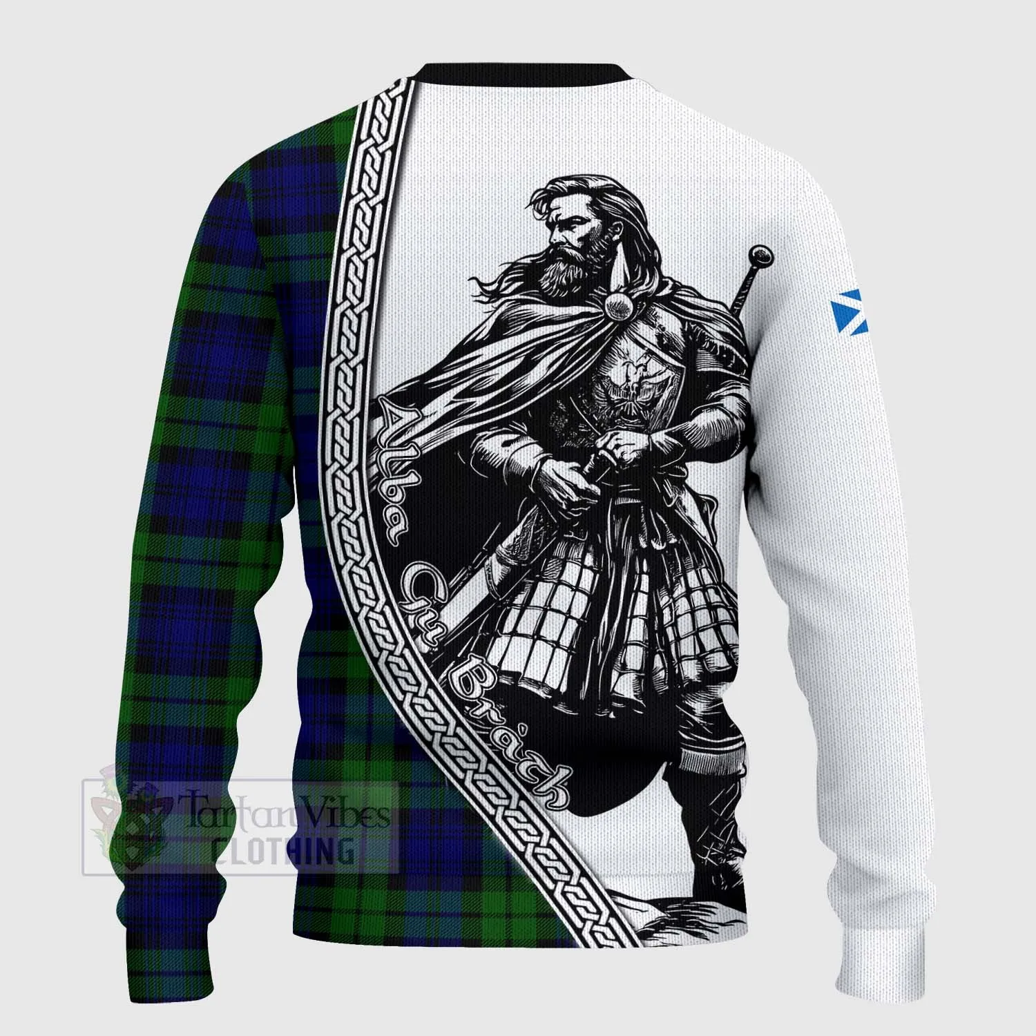 Bannatyne Tartan Clan Crest Knitted Sweater with Highlander Warrior Celtic Style