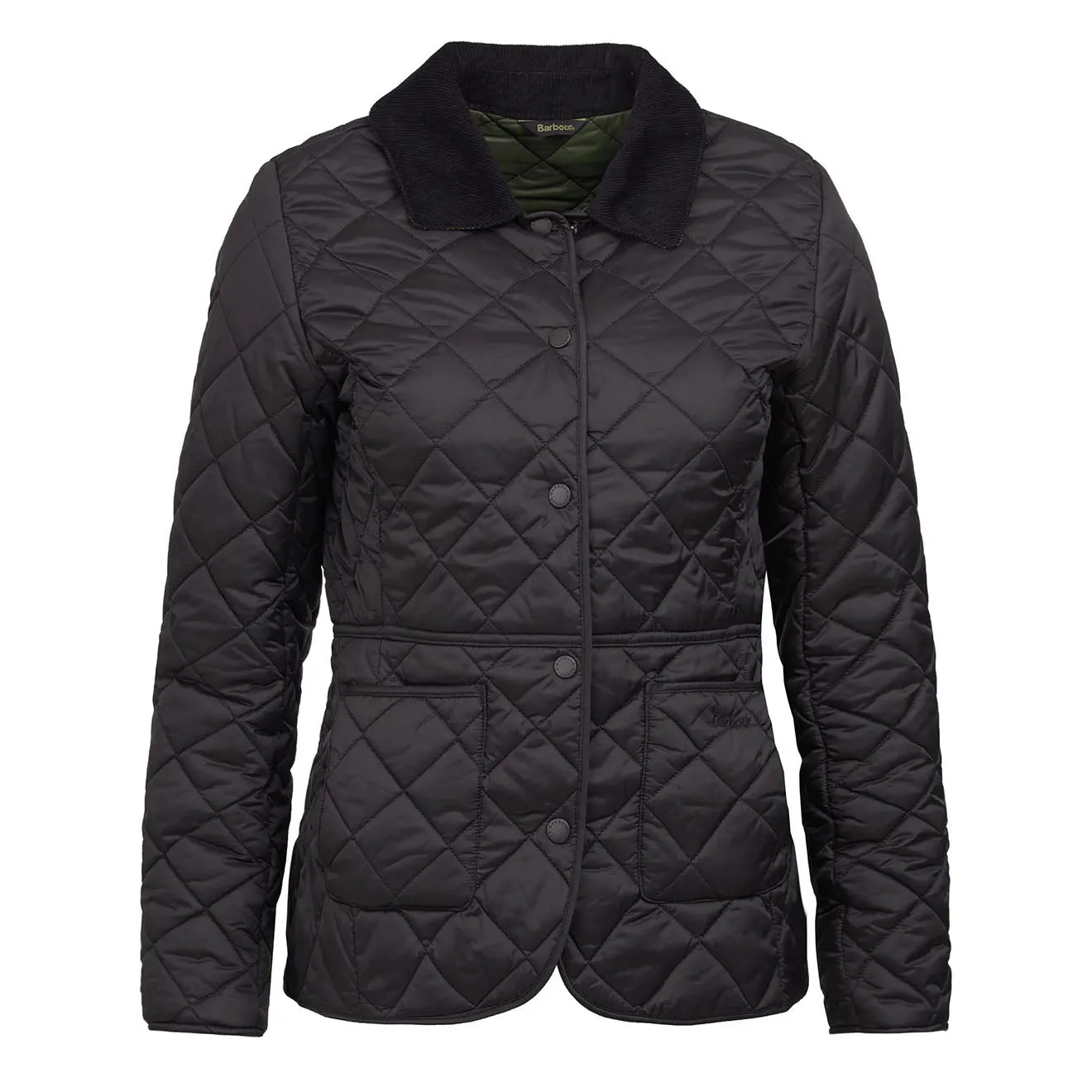 Barbour Womens Deveron Quilted Jacket Black / Olive