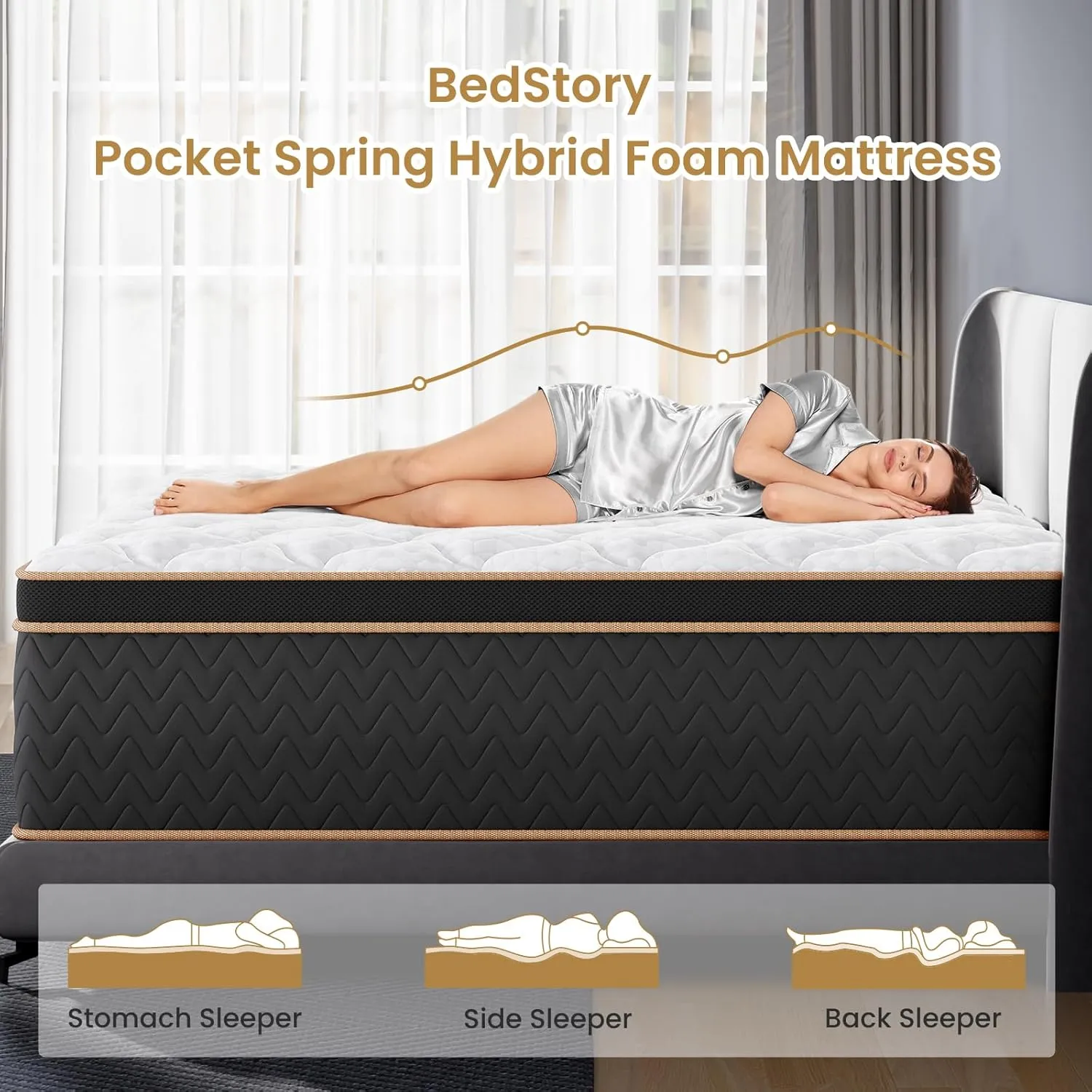 BedStory® 12 Inch Cool Gel Memory Foam Hybrid Mattress | Medium Firmness