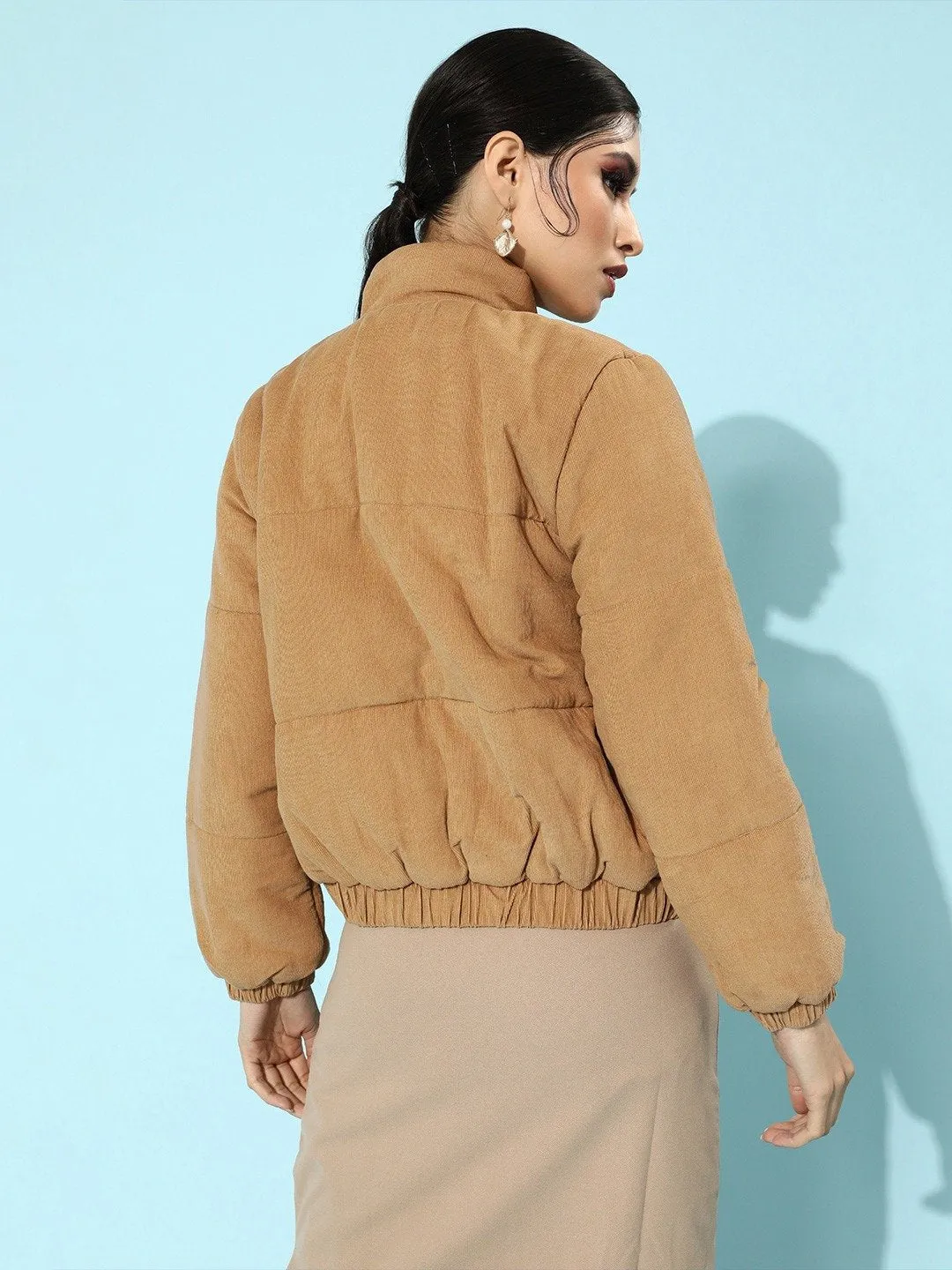 Beige Corduroy Quilted Jacket