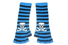 Black and Blue Skull Arm Length Fingerless Gloves