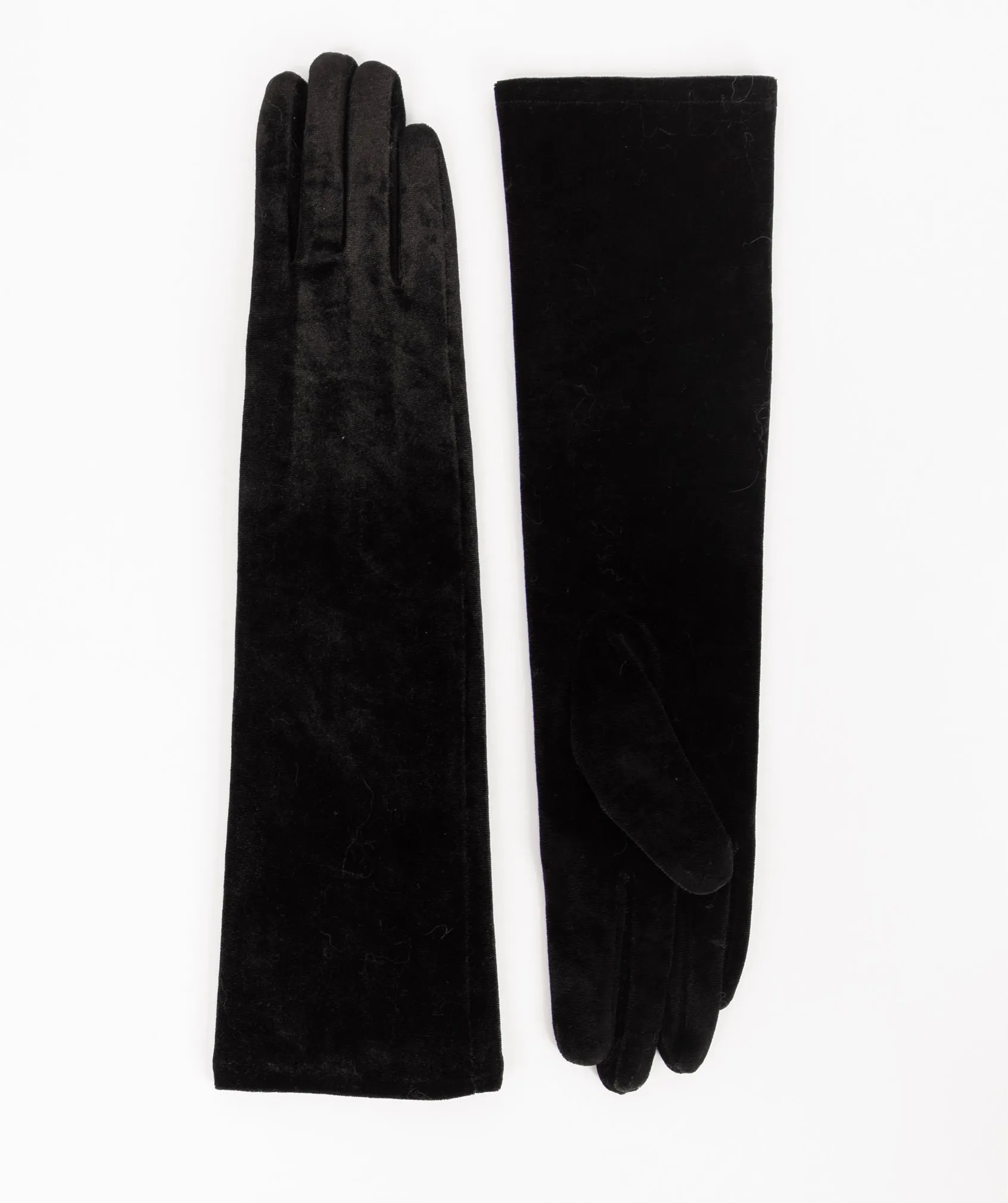 Black Elbow Length Velvet Evening Gloves