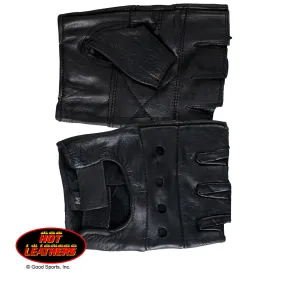 BLACK FINGERLESS GLOVE - LEATHER