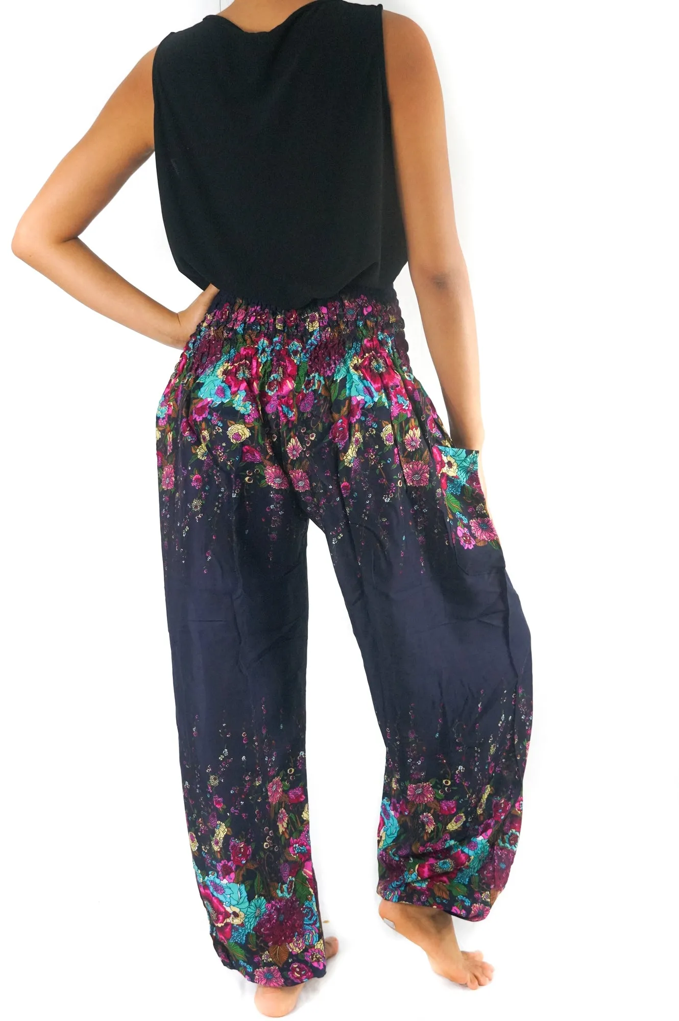 Blue FLORAL Women Harem Pants Boho Pants Hippie Pants