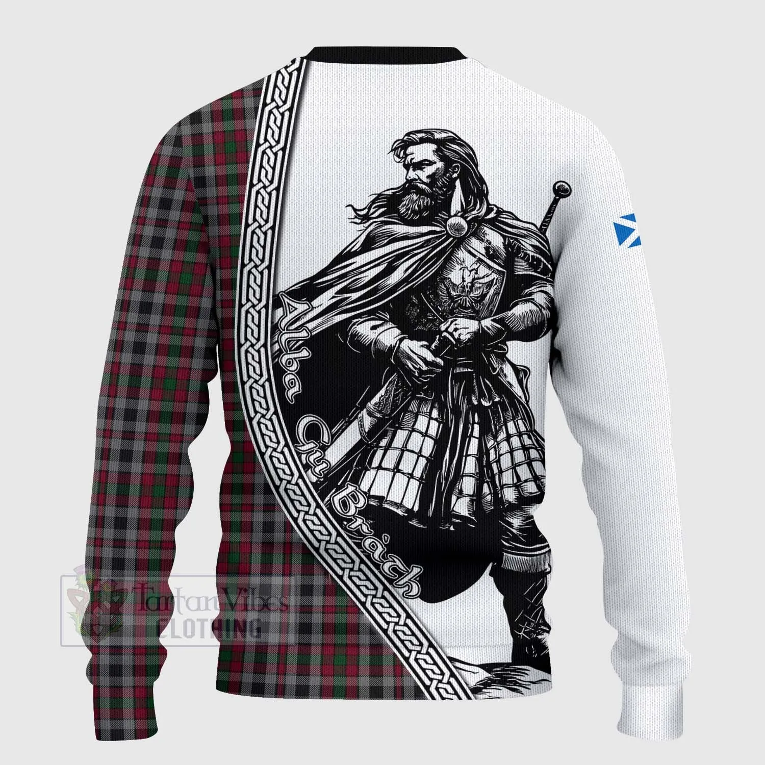 Borthwick Tartan Clan Crest Knitted Sweater with Highlander Warrior Celtic Style