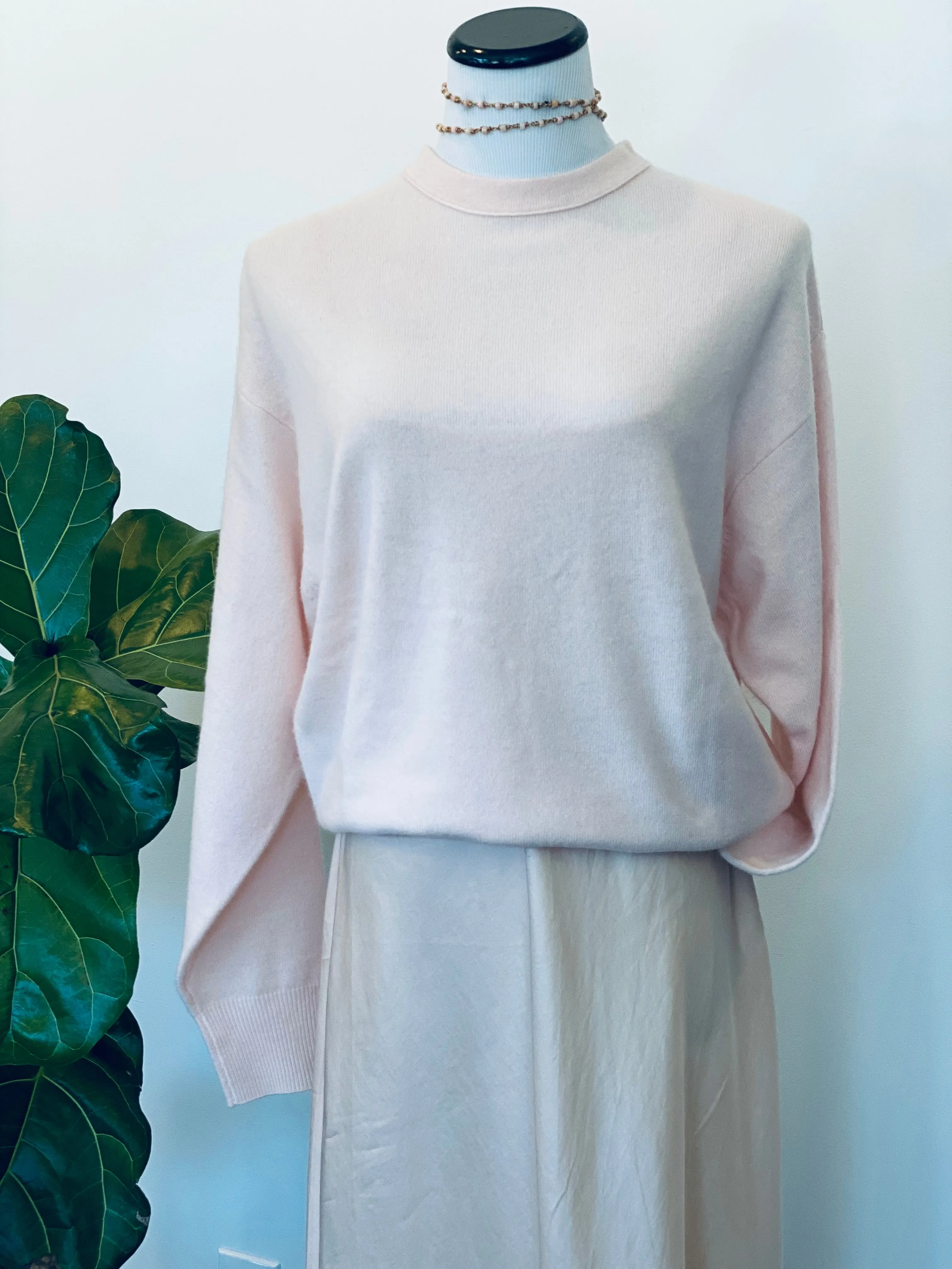 Brazeau Tricot Slouchy Mist Cashmere Crew Sweater