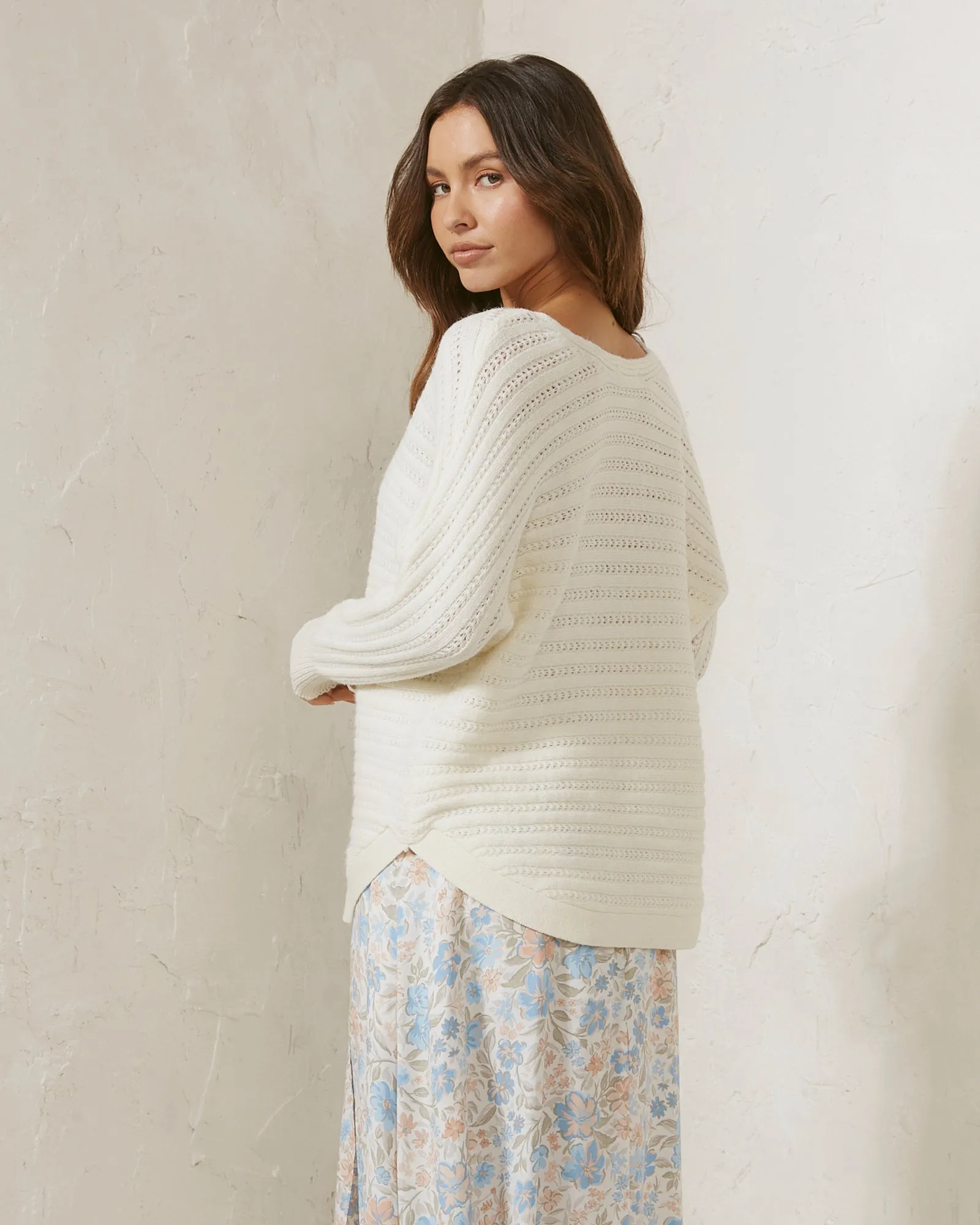 Brie White Knit Sweater