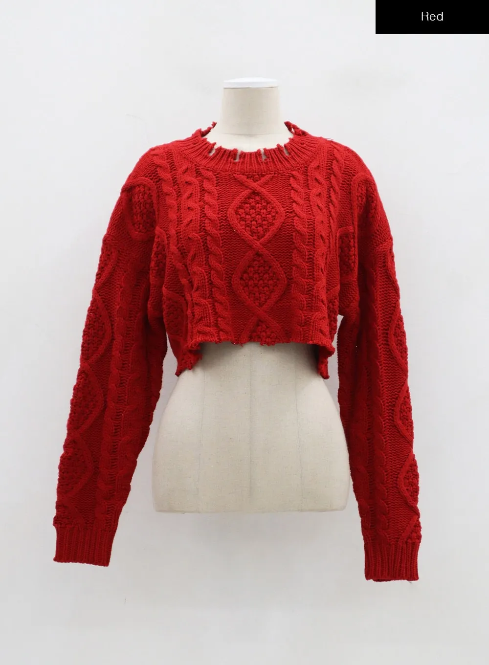 Cable Knit Ripped Cropped Sweater BJ320