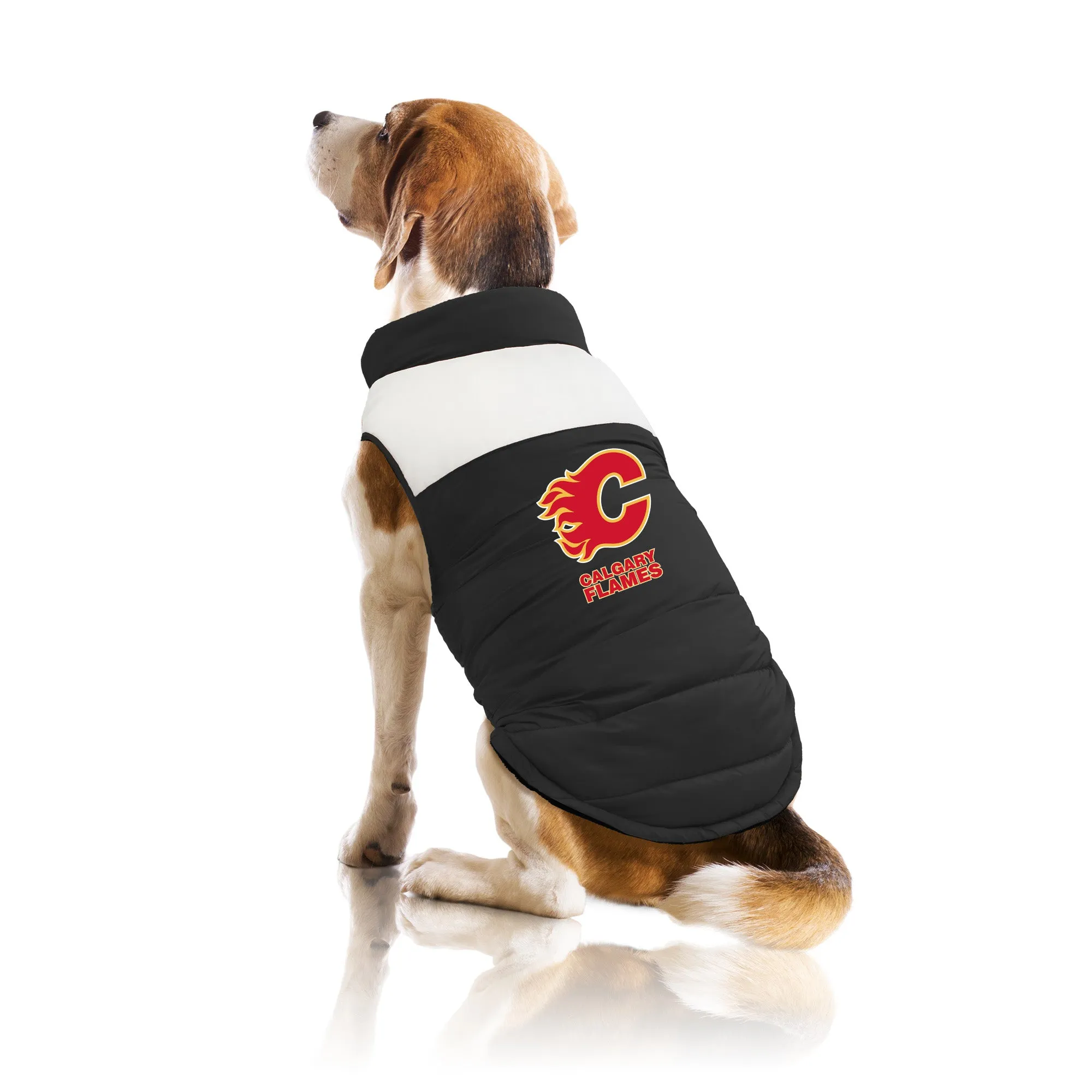 Calgary Flames Pet Parka Puff Vest