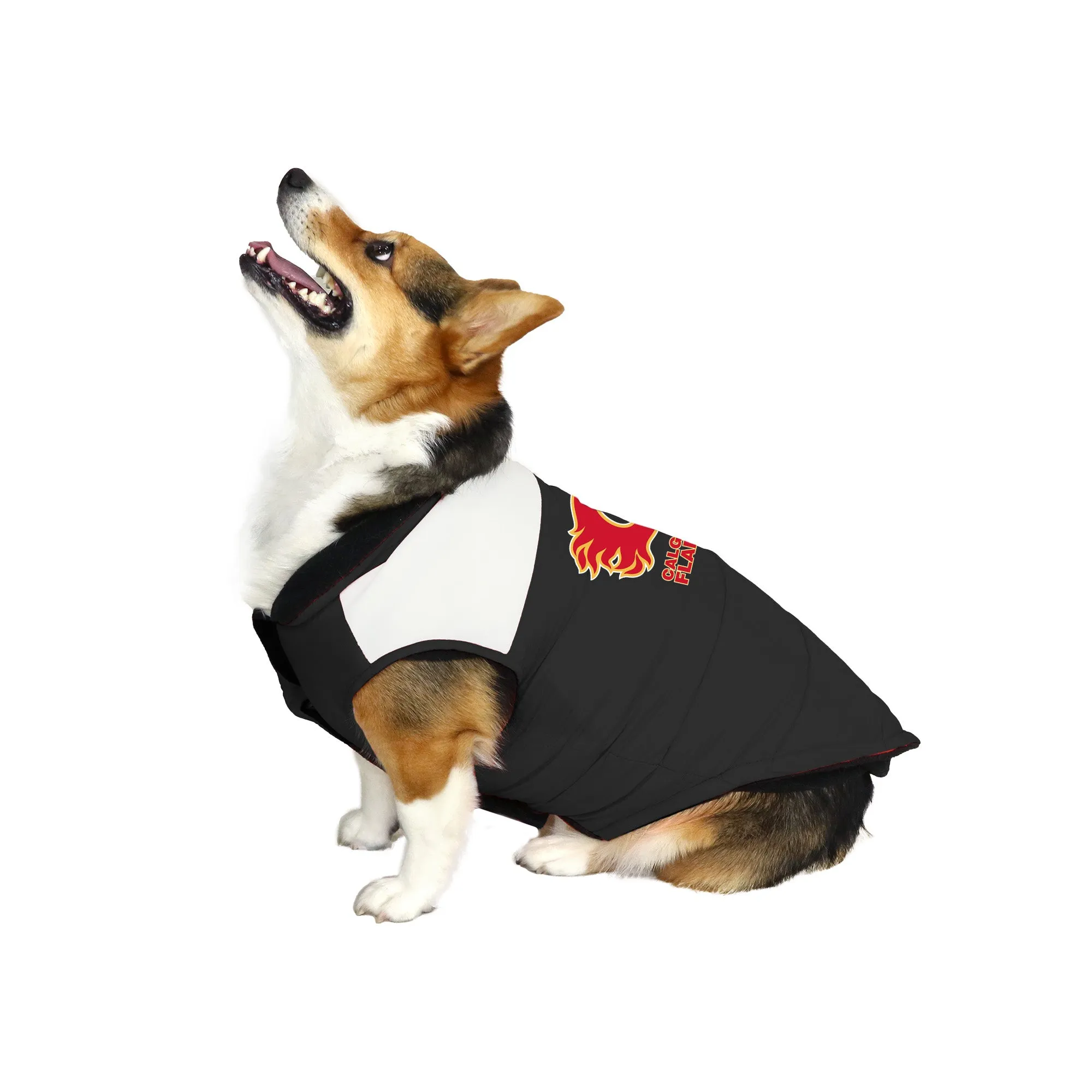 Calgary Flames Pet Parka Puff Vest