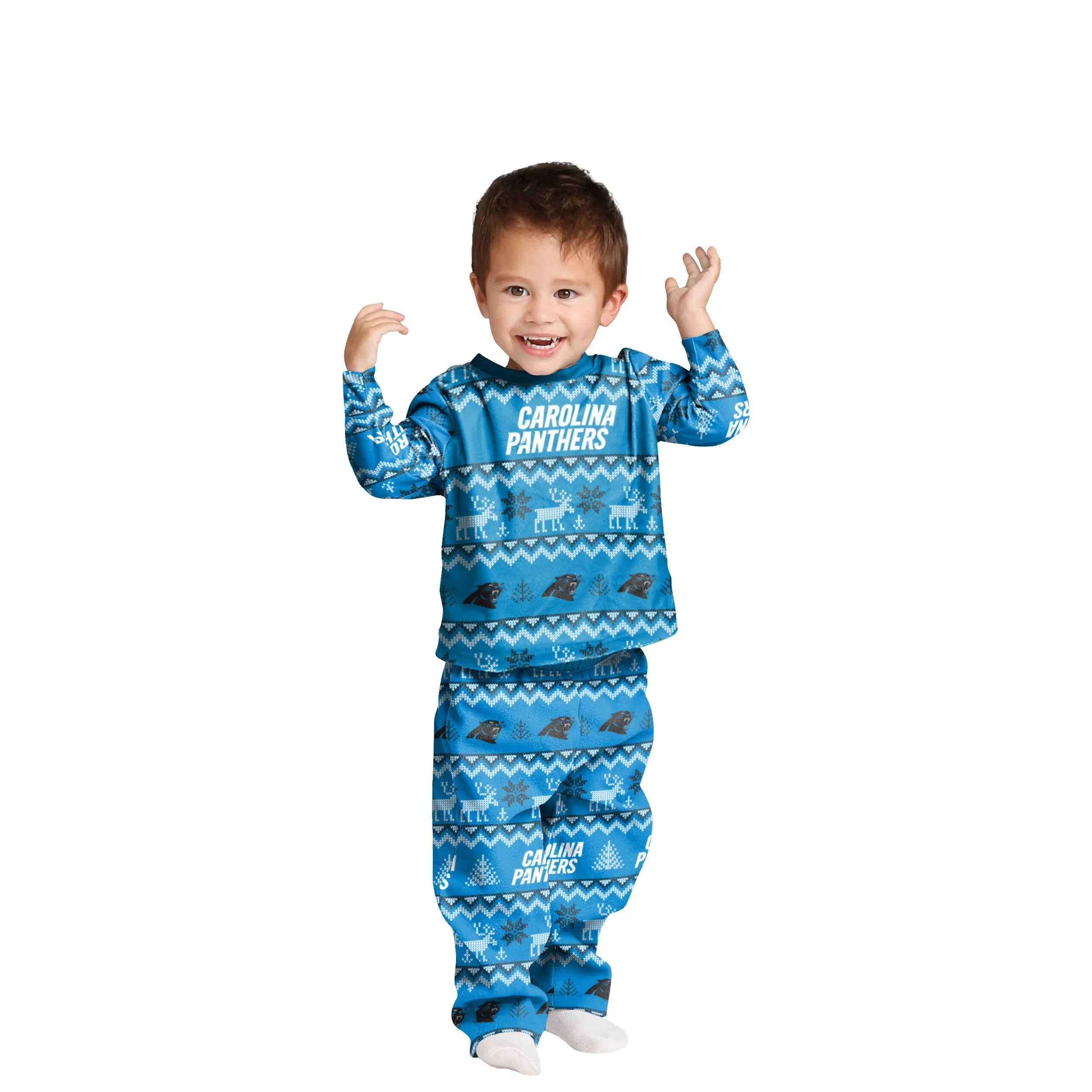 Carolina Panthers NFL Ugly Pattern Family Holiday Pajamas