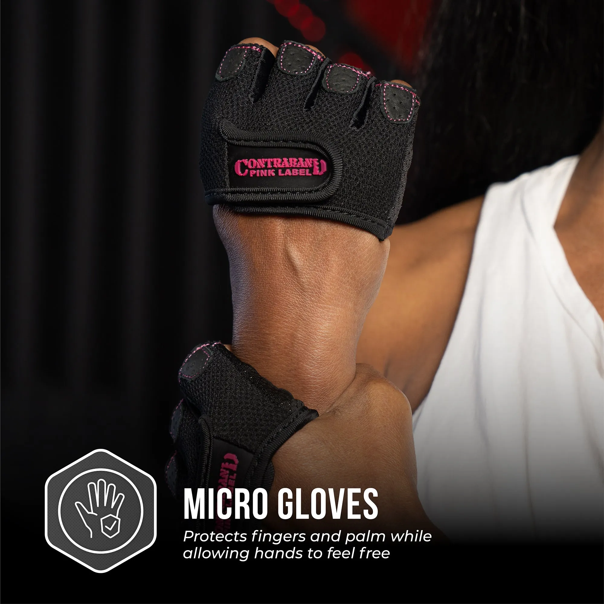 Contraband Pink Label 5537 Womens Micro Weight Lifting Gloves w/Grip-Lock Silicone Padding