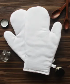 Cotton Solid White Oven Gloves Pack Of 2