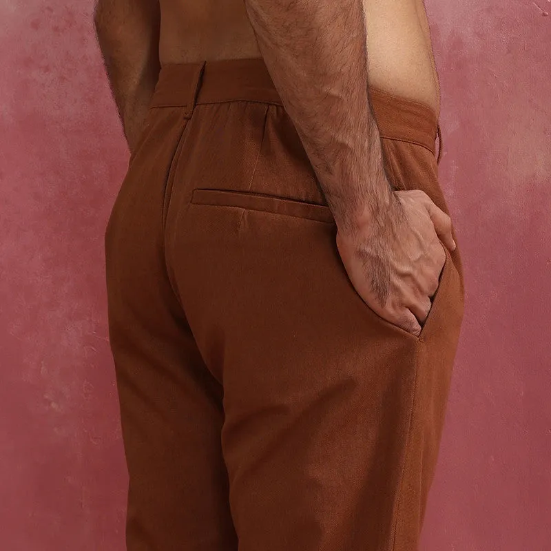 Cotton Twill Pants for Men | Brown