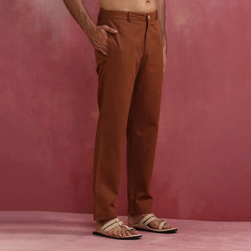 Cotton Twill Pants for Men | Brown