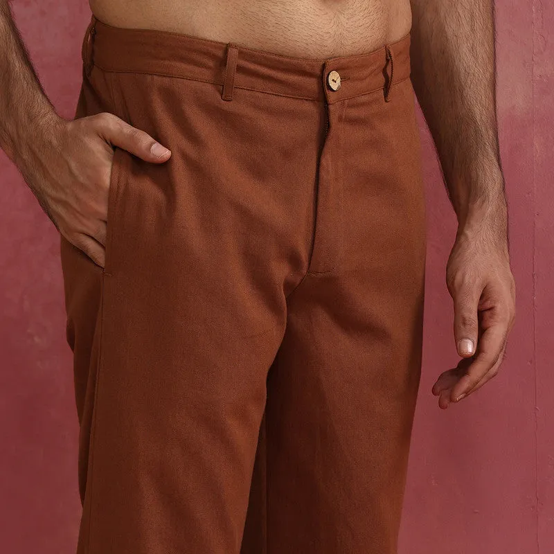 Cotton Twill Pants for Men | Brown