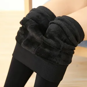 Cozy Plush Lined Socks  Warm High Waisted Leggings for Women