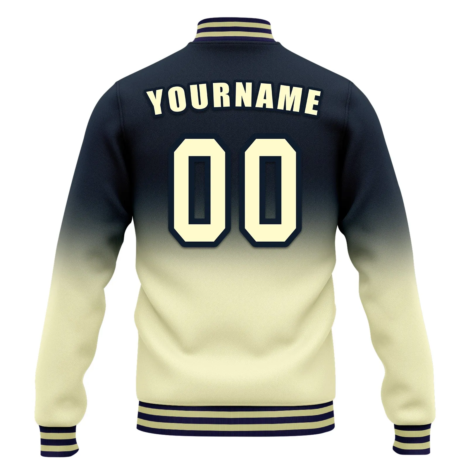 Custom Blue Yellow Fade Fashion Jacket Bomber Full-Snap Varsity Letterman Personalized Jacket FZ005-D020229-25