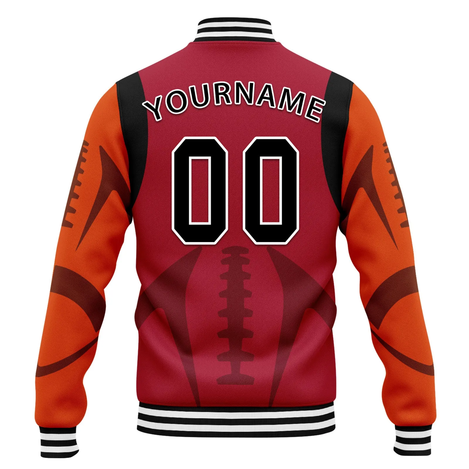 Custom Red Tampa Bay Jacket Bomber Full-Snap Varsity Letterman Personalized Jacket FZ005-D025004-28