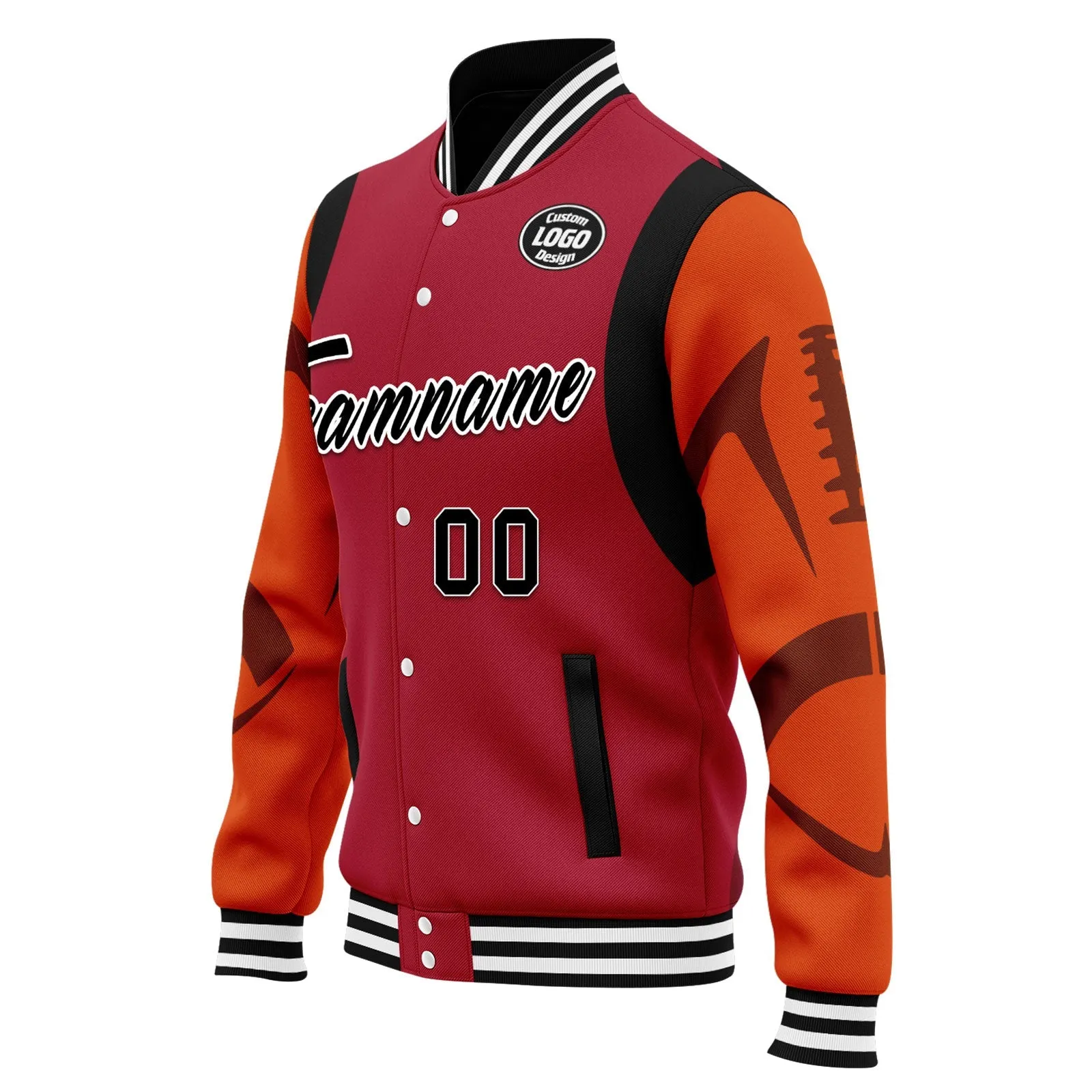 Custom Red Tampa Bay Jacket Bomber Full-Snap Varsity Letterman Personalized Jacket FZ005-D025004-28