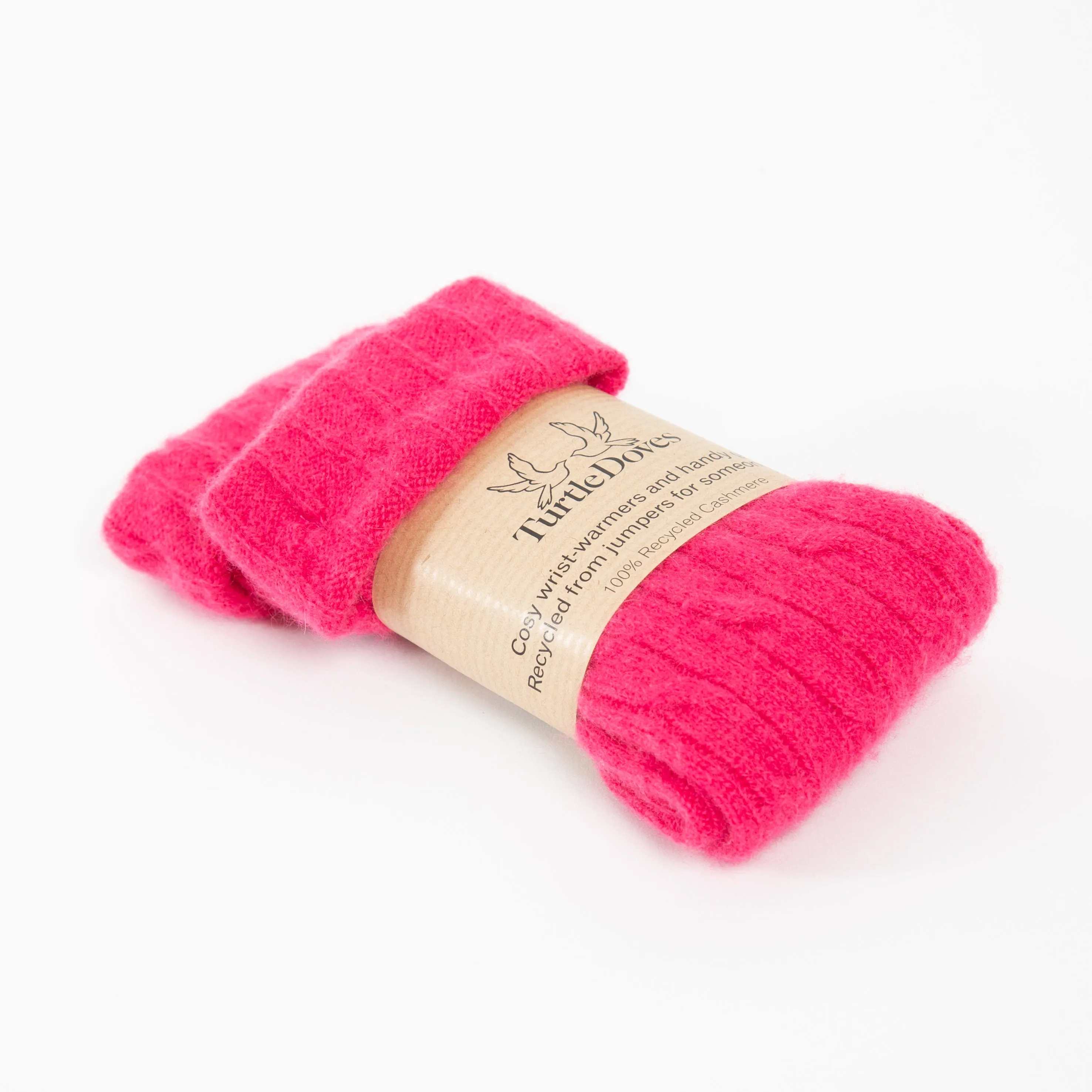 Dark Pink Cable Cashmere Fingerless Gloves