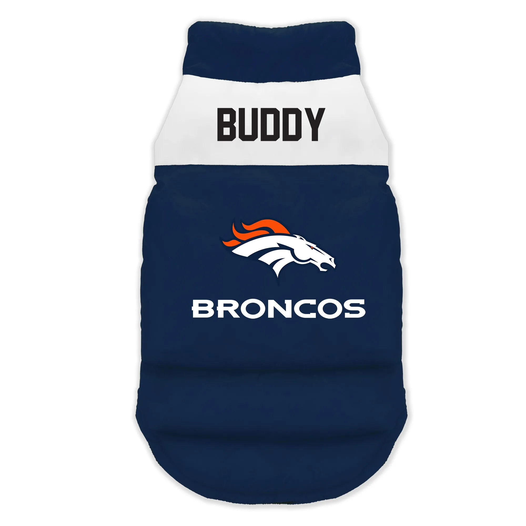 Denver Broncos Custom Pet Parka Puff Vest