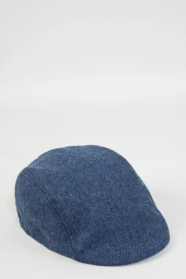 Dion Blue Check Tweed Flat Cap