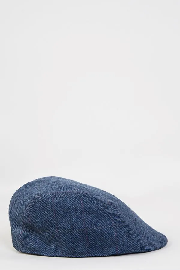 Dion Blue Check Tweed Flat Cap