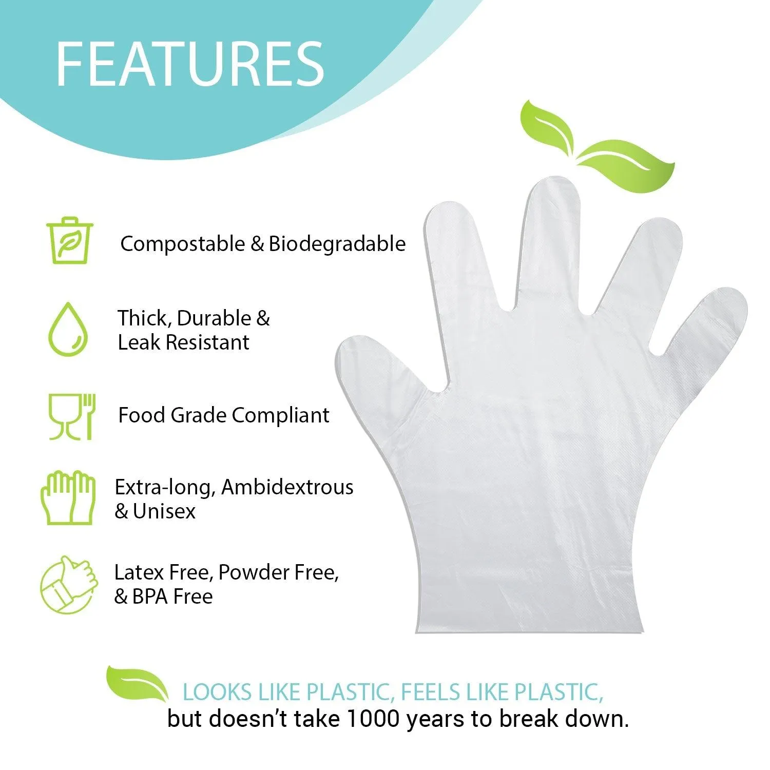 Disposable Eco-Friendly Compostable Gloves (Case of 24 Boxes)