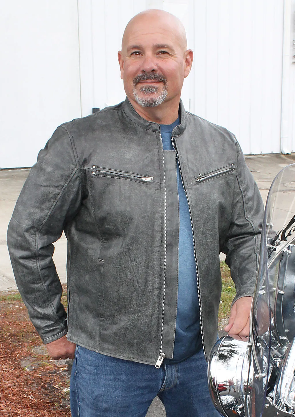 Distressed Gray Vented Scooter Jacket w/Dual CC Pockets #M60463ZG