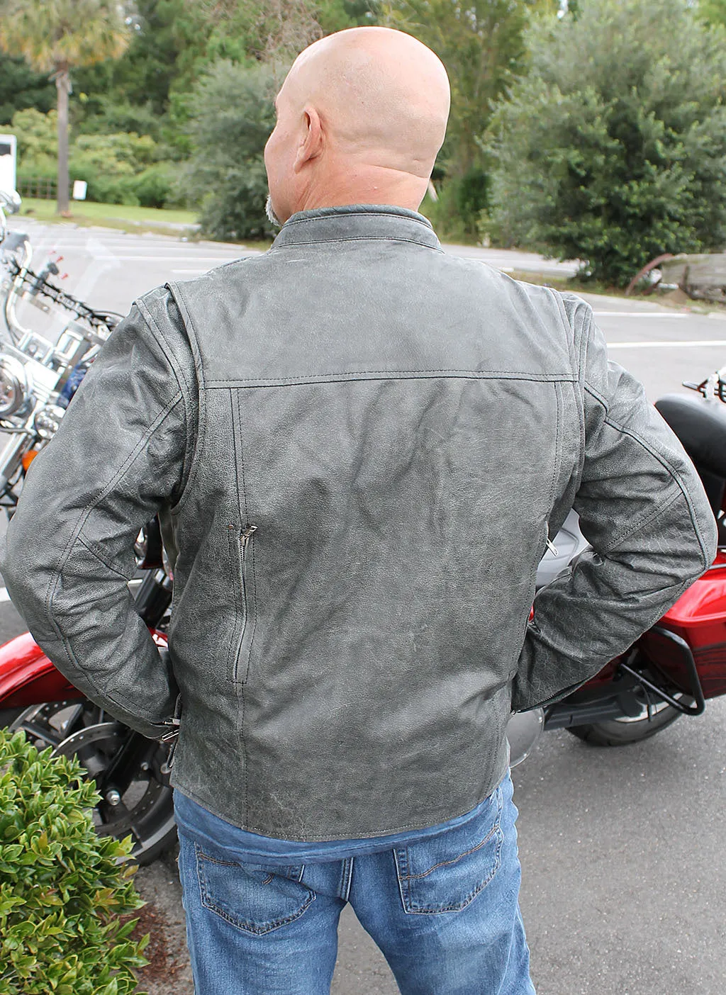 Distressed Gray Vented Scooter Jacket w/Dual CC Pockets #M60463ZG